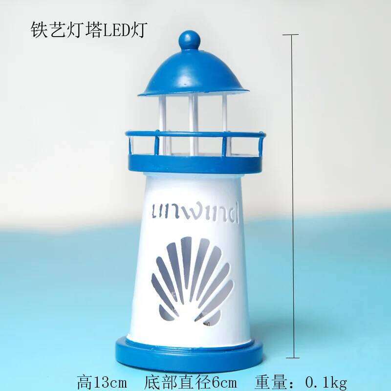 Hot-selling Handmade Mediterranean-style Lighthouse Wrought Iron Holiday Candlestick Candle Holder Home Decor #LL XJ260305