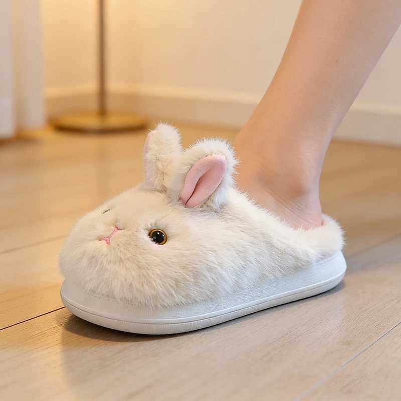 Cute Bunny Slippers for Women/Kids- Plush Fluffy Rabbit House Shoes Winter Warm Faux Fur Indoor Non-Slip Cozy Home Slippers Gift S260305