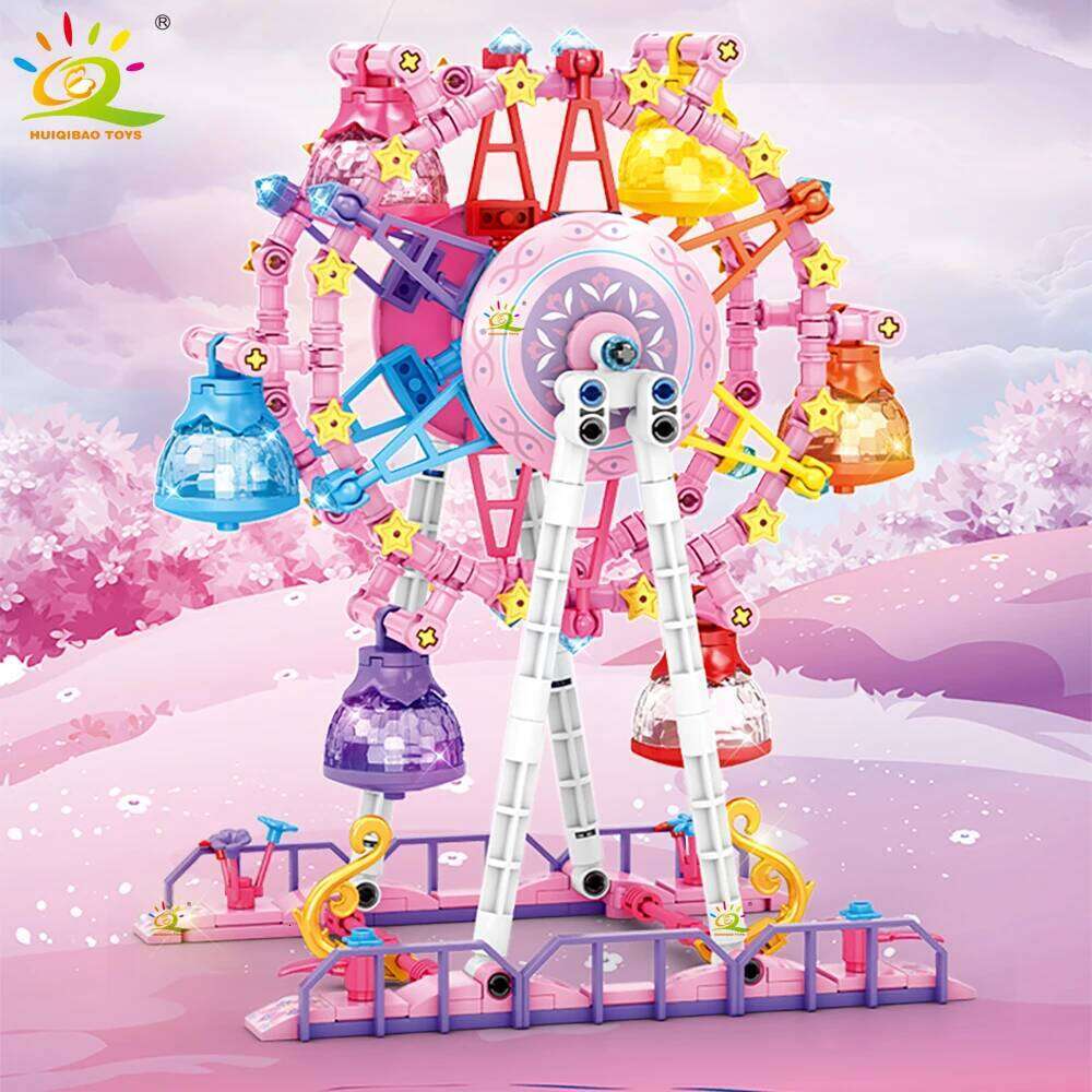 HUIQIBAO MOC Cute Ferris wheel Building Block Model Brick DIY Construction Toy for Children Desk Decor. Z260306