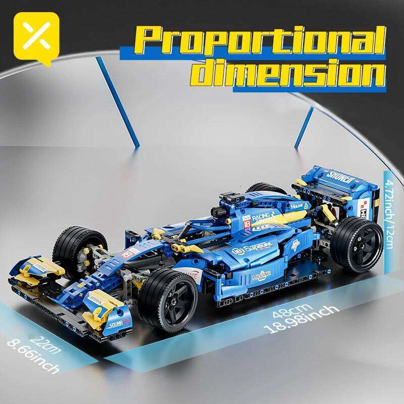 Toylinx 1:10 Building Racing Blocks Blue Desktop Decorations Collectible Model Car Kits Toy Festive Giving Gift No Box Z260305