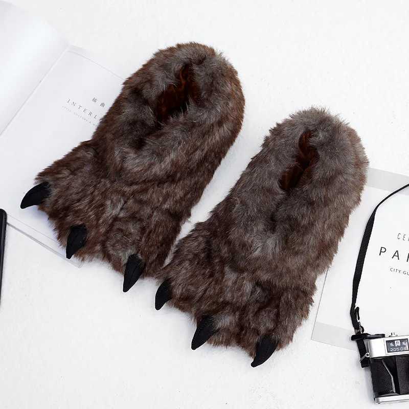 Winter Warm Soft Indoor Floor Slippers Women Men Shoes Paw Funny Animal Christmas Monster Claw Plush Home Cotton Shoes for Men S260305