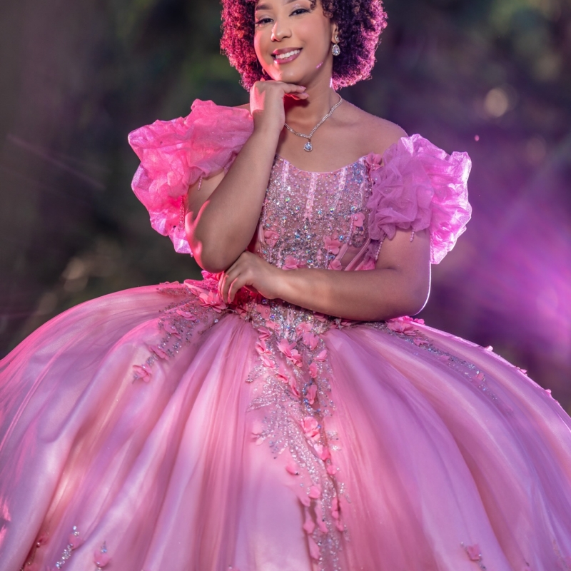 Pink Shiny Quinceanera Dresses Ball Gown Off The Shoulder Sequin Applique Flower Beading Crystal Corset Party Birthday Sweet 16 Dress Vestidos 15 De A