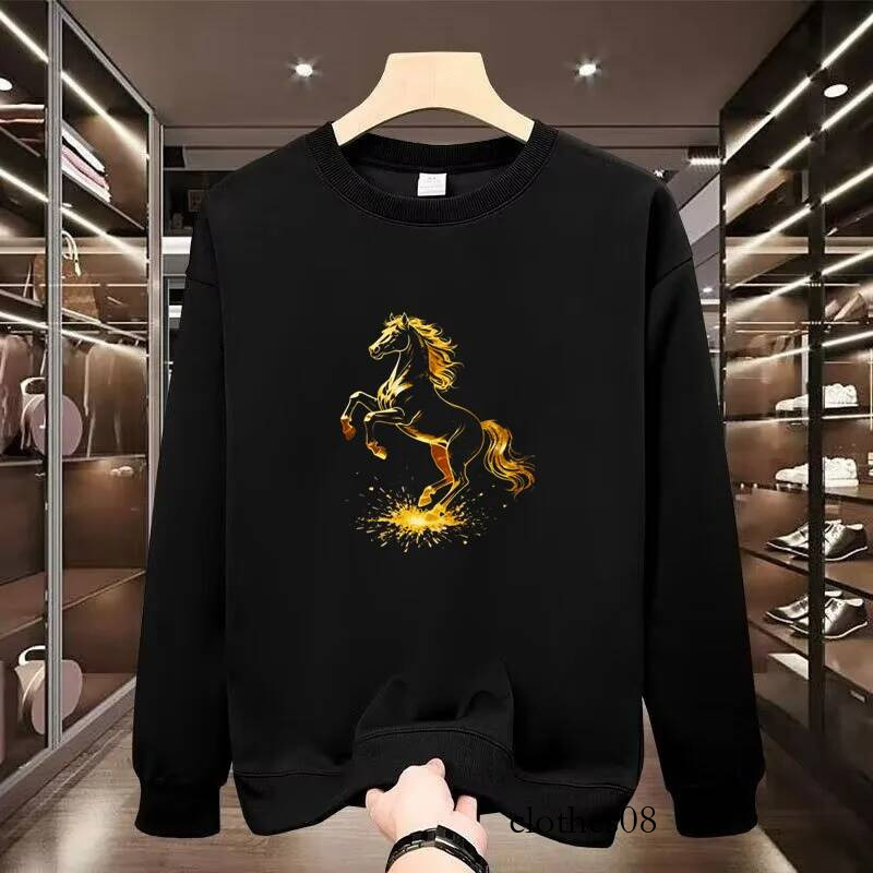 Long Sleeve Fleece Lined Printed T-shirt Men's Base Layer Shirt Trendy Bottom Polyester Cotton Blend Winter Wear