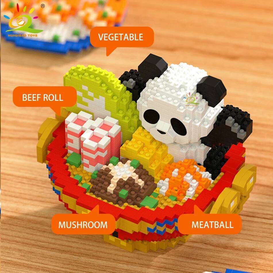 HUIQIBAO 2236PCS Mini Hot Pot Panda Micro Building Blocks 3D Model Animals Bricks DIY City Construction Toys for Children Kids Z260306