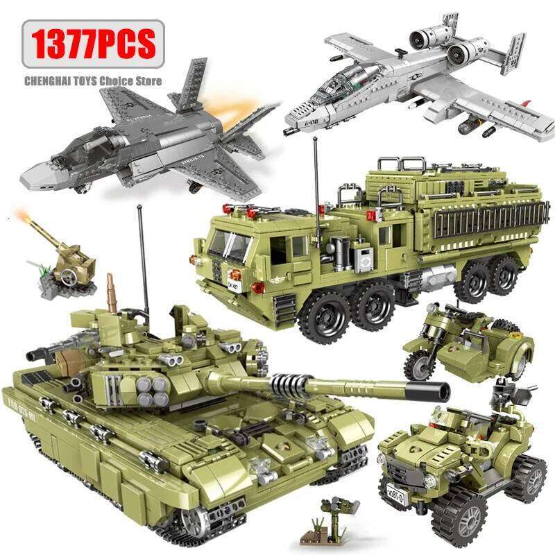 Military Main Battle Tank Fighter Building Blocks WW2 Army Trucks Soldier Figures Bricks Education Toys for Childrens Boy Gifts Z260306