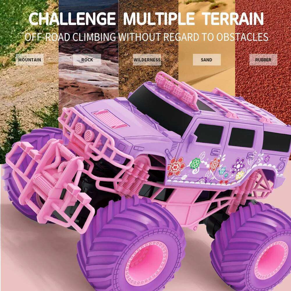 Pink RC Car Pickup Truck Electric Climbing Drop-resistant Stunt Remote Control Toy For Children Party Gift Christmas Ornament C260305
