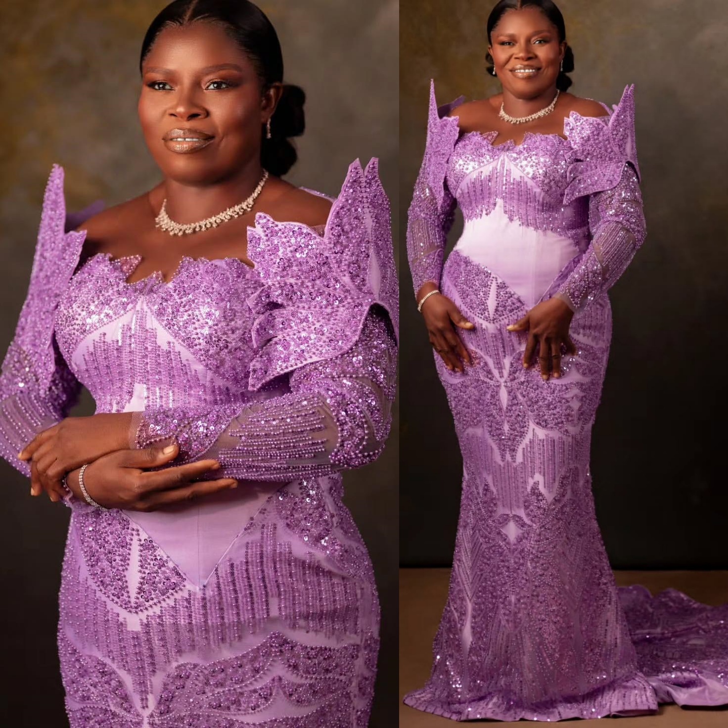 2026 plus size lilac mermaid mother of bride dresses sheer neck florals sequined evening party mamas dress vintage 50s birthday wedding guest groom mo