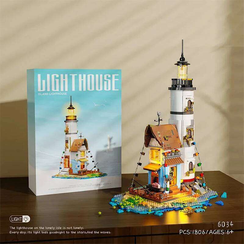 Lighthouse on a Deserted Island Buildings Sets City Architecture Modular Building Block Assembly Model Kit Adults Gift 1806pcs Z260306