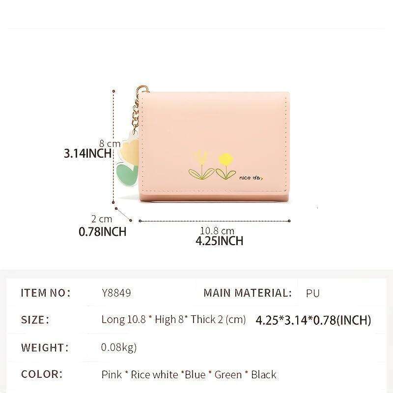 Floral Print Trifold Short Wallet, Multi-card Slot Card Holder, Women's Coin Purse C260304