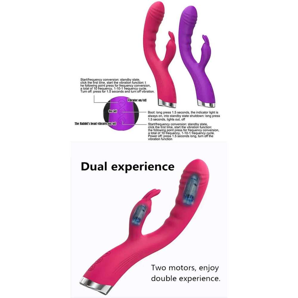 10 Speed G Spot USB Rechargeable Powerful Dildo Rabbit Vibrator for Women Clitoris Stimulation Massage Adult Sex Toys W260305