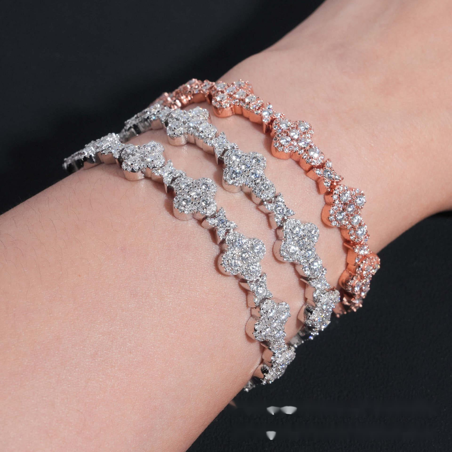 10mm star-cross-shaped tennis bracelet with 925 silver inlaid VVS moissanite personalized jewelry for men and women