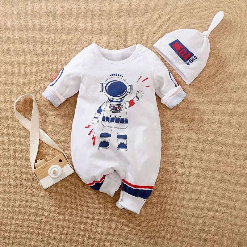 Umorden Newborn Baby Boys Astronaut Costume Rompers Space Suit Outfit Jumpsuit White 0-18M Cotton Clothes For Babies YUNDA Z260306