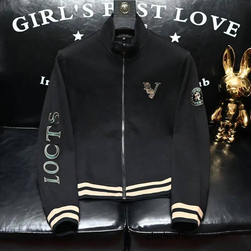 Autumn new stand up collar zipper fashionable men's handsome high-end multifunctional embroidered jacket