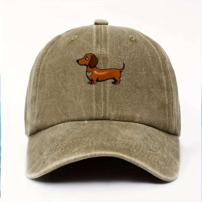 Cute Sausage Dog Pattern Printed Baseball Hat with Adjustable Snap Button Lightweight Valentine's Day Gift Y260304