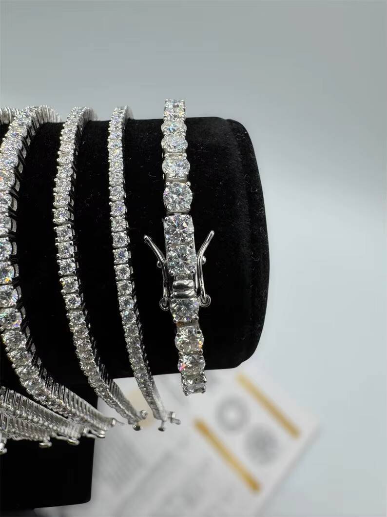 SMOB VVS1 Moissanite Tennis Bracelet 2-4MM 925 Silver Unisex Fit Diamond Tested Clarity Modern Classic Design