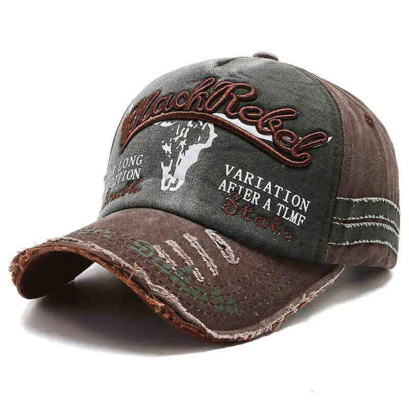 Bull Head Hat Men's Embroidery Letters Retro Washed Baseball Old Korean Version Fashion Cap Classic Versatile Comfortable Y260304