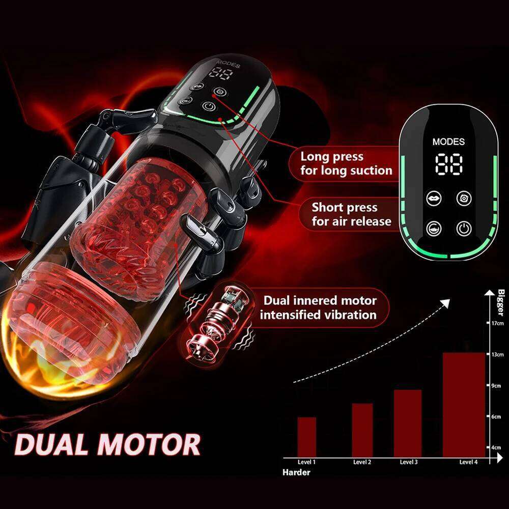 Automatic male Masturbator Pocket Cat 7 push Rotary vibration Suck Lick Stroking vacuum and LCD Screen Penis pump Adult toy W260305