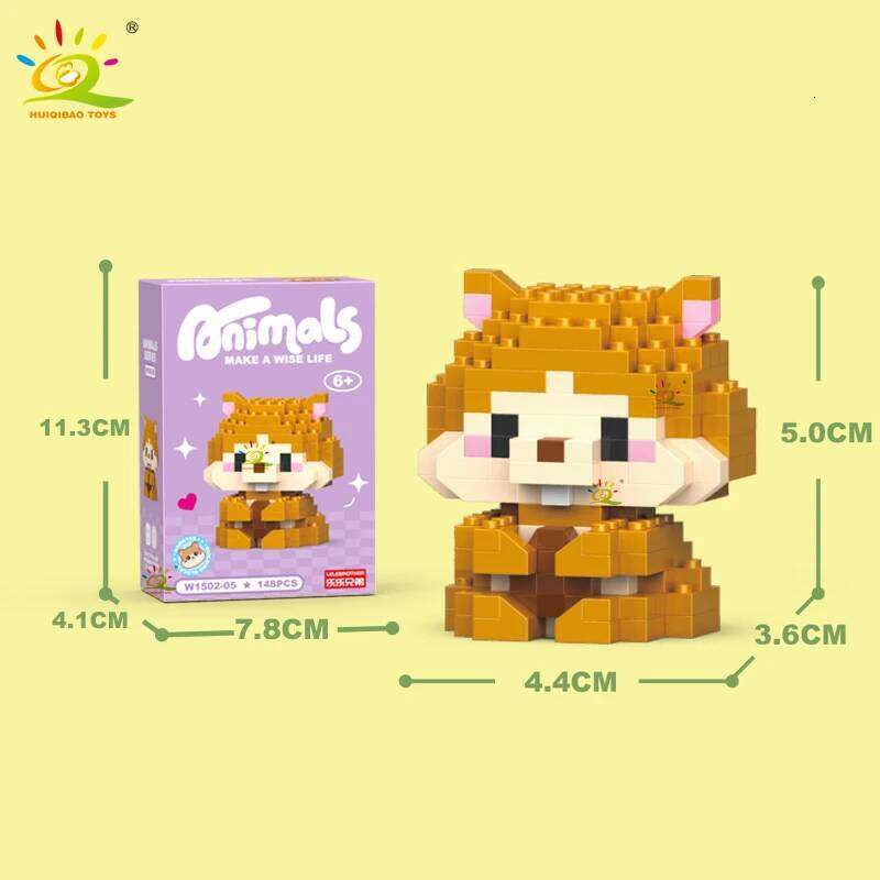 HUIQIBAO Mini Cute Anima Micro Building Blocks 3D Diamond Model LION Bricks DIY City Construction Toys for Children Kids Gift Z260306