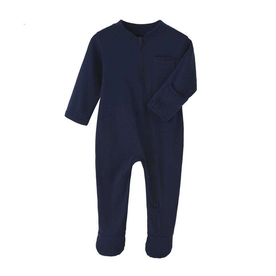 100% Cotton Newborn Baby Clothes Solid Color Jumpsuit Rompers Zipper Infant Boys Girls Spring Bottoming Shirt Jumpsuits Footed Z260306