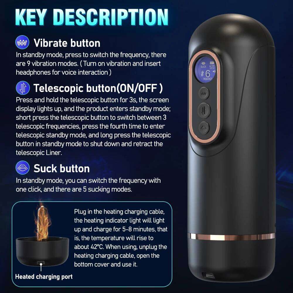 Automatic Male Masturbators Cup Telescopic Rotation Sucking Blowjob Vagina Heating Pocket Cat Penis Piston Masturbation AdultToy W260305