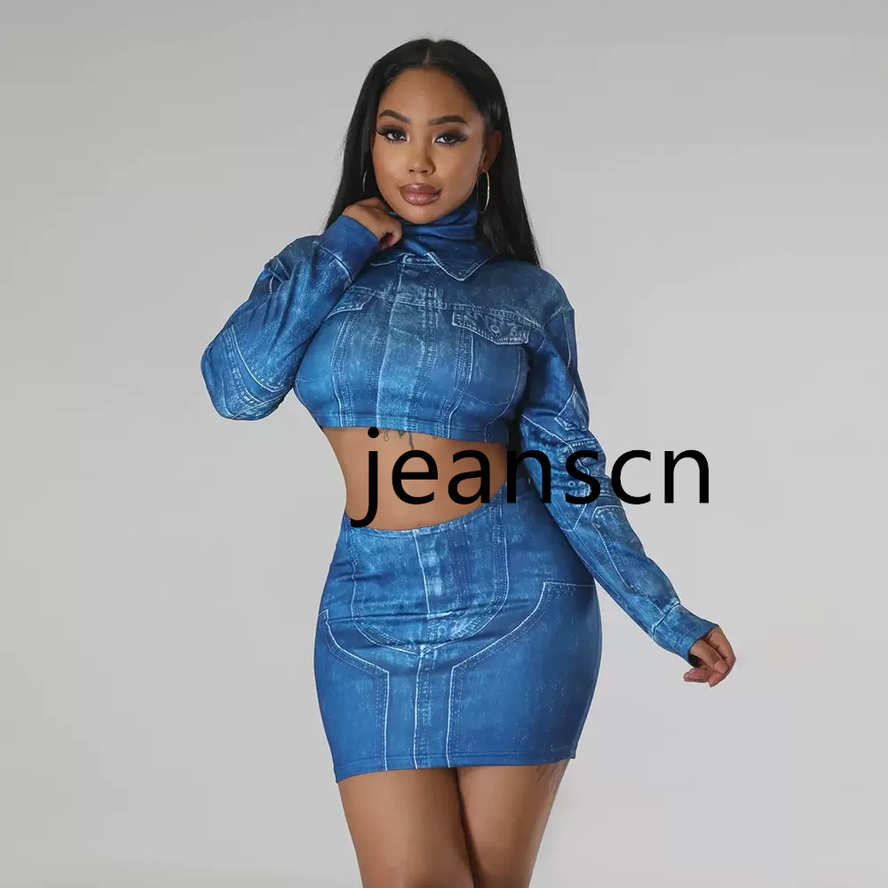 Designer Denim Tracksuits Two Piece Sets Women Long Sleeve Patchwork Denim Jacket and Shorts Outfits Y2k Jeans Vintage Streetwear Bulk Wholesale Cloth