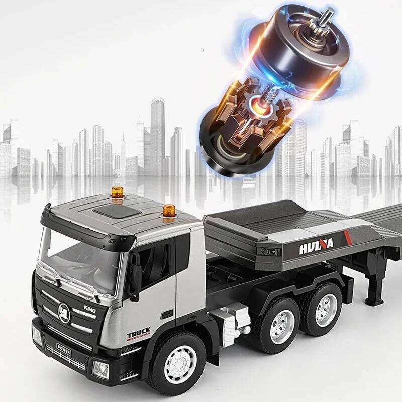 Clearance Sale Huina 1318 RC Flat Truck Model 1:24 Alloy Engineer Vehicle 2.4G Remote Control Car 9Channels Trailer Toys C260305