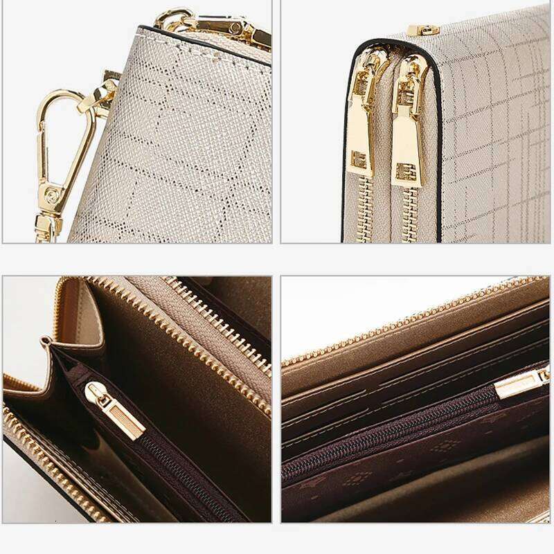 FOXER Split Leather Lady's Wallet Bifold Long Clutch with Wristlet Fashion Card Holder Coin Purse Cellphone Money Bag C260304