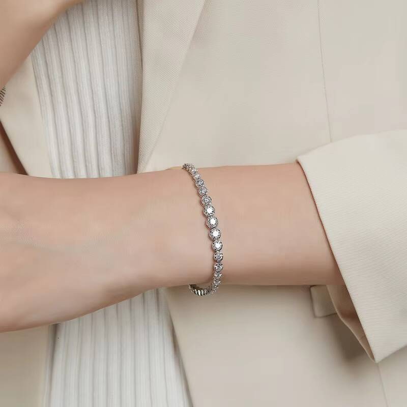 Luxury 6-8 Inch VVS Moissanite Tennis Bracelet 925 Sterling Silver Gold Lab Grown Diamond Jewelry for Men Women