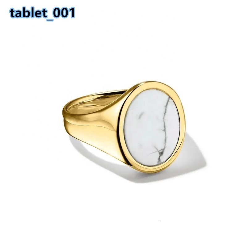 Gemnel 925 Sterling Silver Gemstone Oval White Howlite Signet Rings Mens