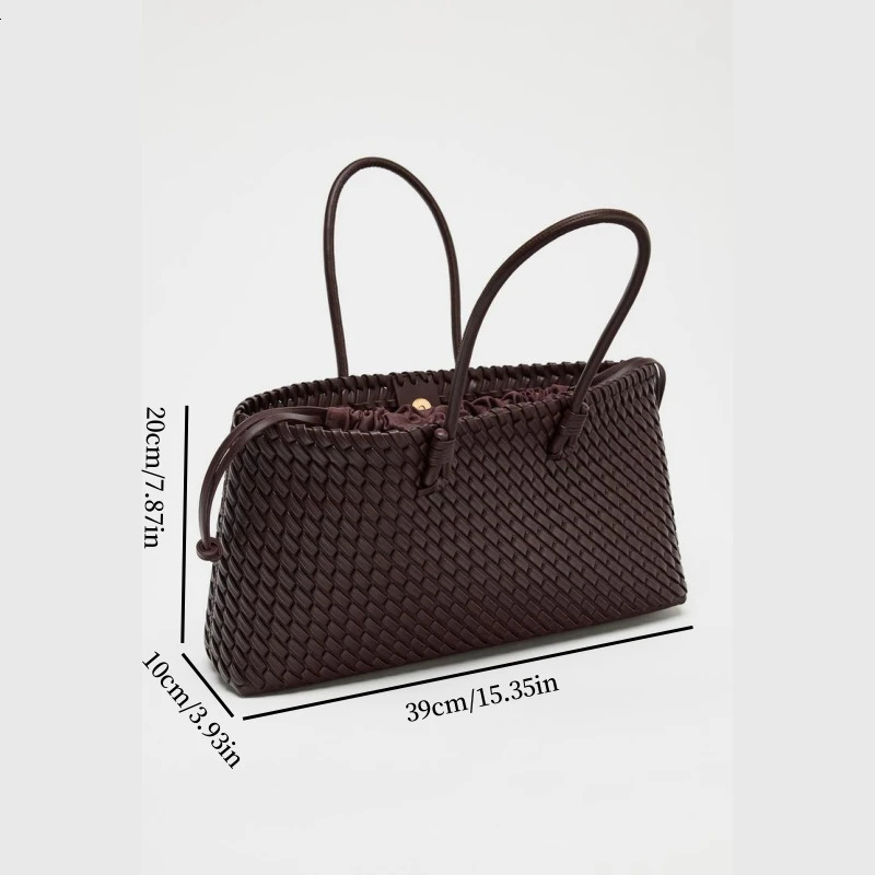 ELONGATED WOVEN SHOPPER BAG Fashionable Top Handle Tote Bag Womens Shoulder Handbags n for Everyday Style 260303