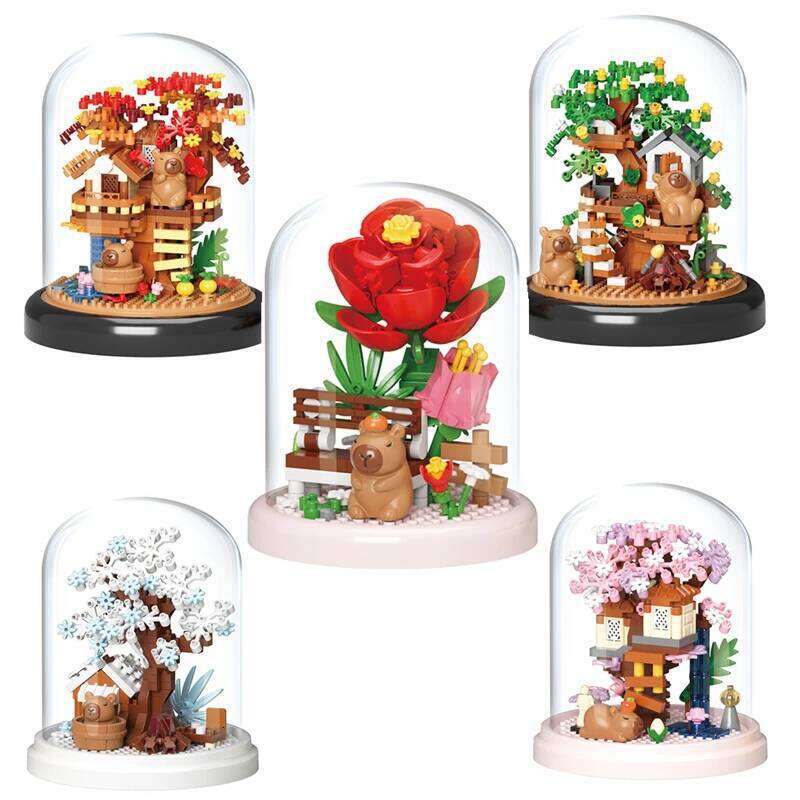 Educational components small particle building blocks flower capybara garden roses lily immortal flowers decorative block toys Z260306