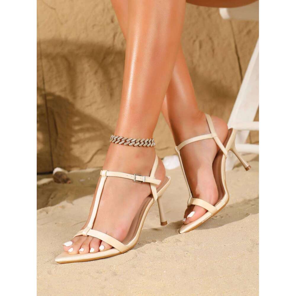 Fashionable Elegant Women's Satin Cross-Strap Stiletto Heels, Comfortable Simple and Versatile High Heels
