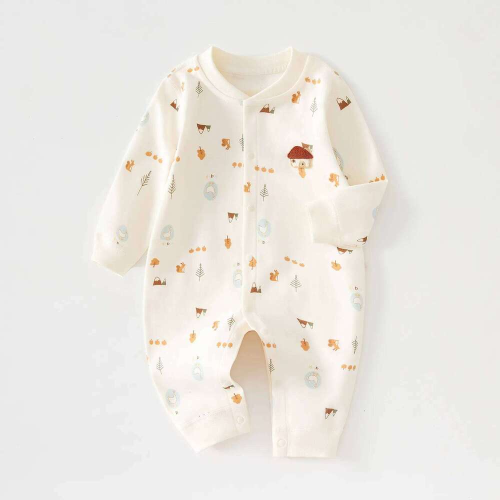 Newborn Four Season Single Breasted Cartoon Cotton High-quality Girl Clothing 0-18 Months Male Baby Jumpsuit Z260306