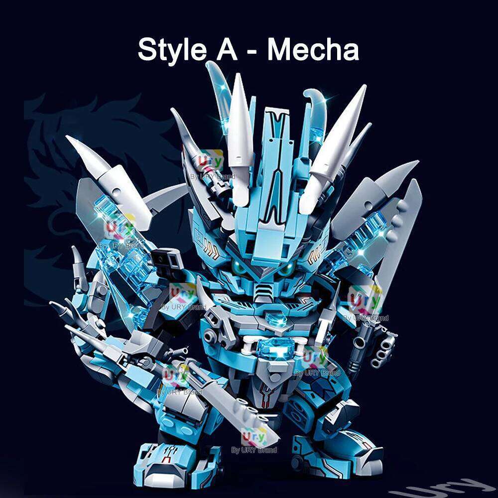 2in1 Ninja Movie Blue Warrior Mini Robot Battle Mecha Flying Water Dragon Set Fighter Building Block Toys for Boy Christmas Gift Z260305