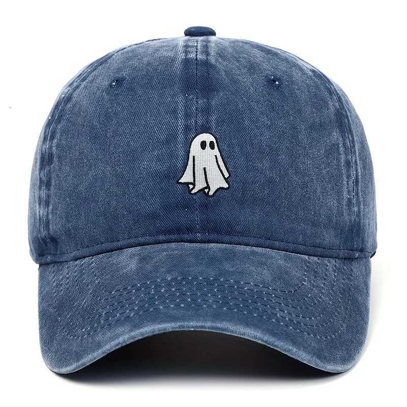 Halloween Embroidered Baseball Hat with Cute Ghost Pattern Simple Style Suitable for Men and Women S260306