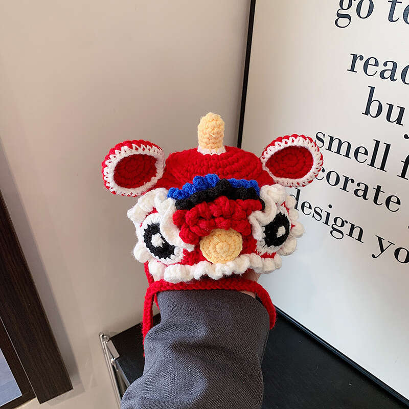 Tote National Style Lion Knitted Yarn Crochet Coin Purse Plush Crossbody Handmade Handheld Cartoon Woven Bag