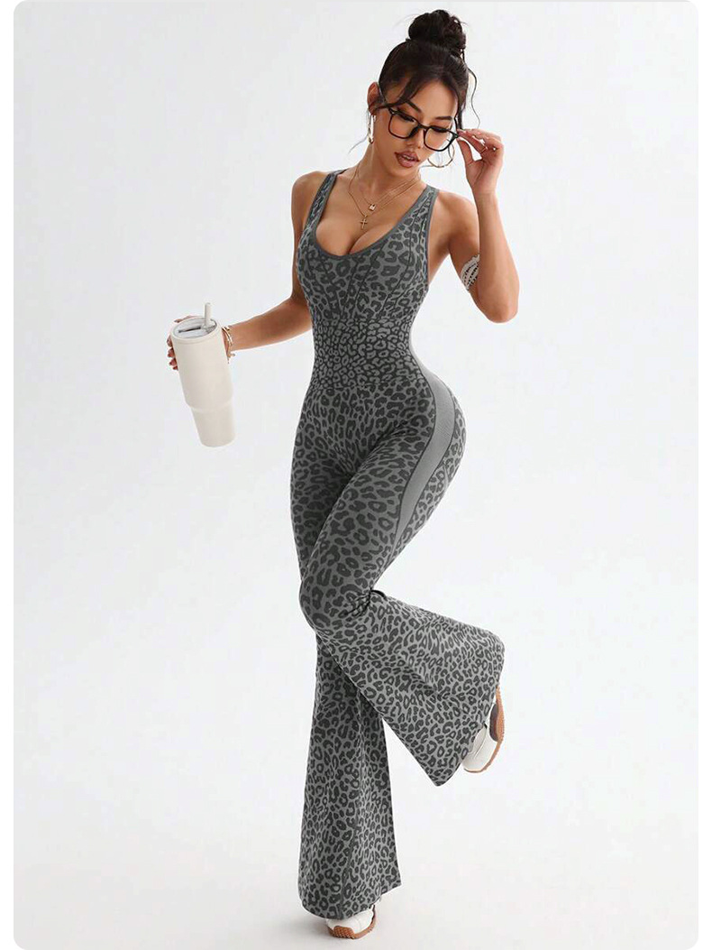 2026 Women's new sexy Leopard Print Seamless One-Piece Yoga Suit for Fitness