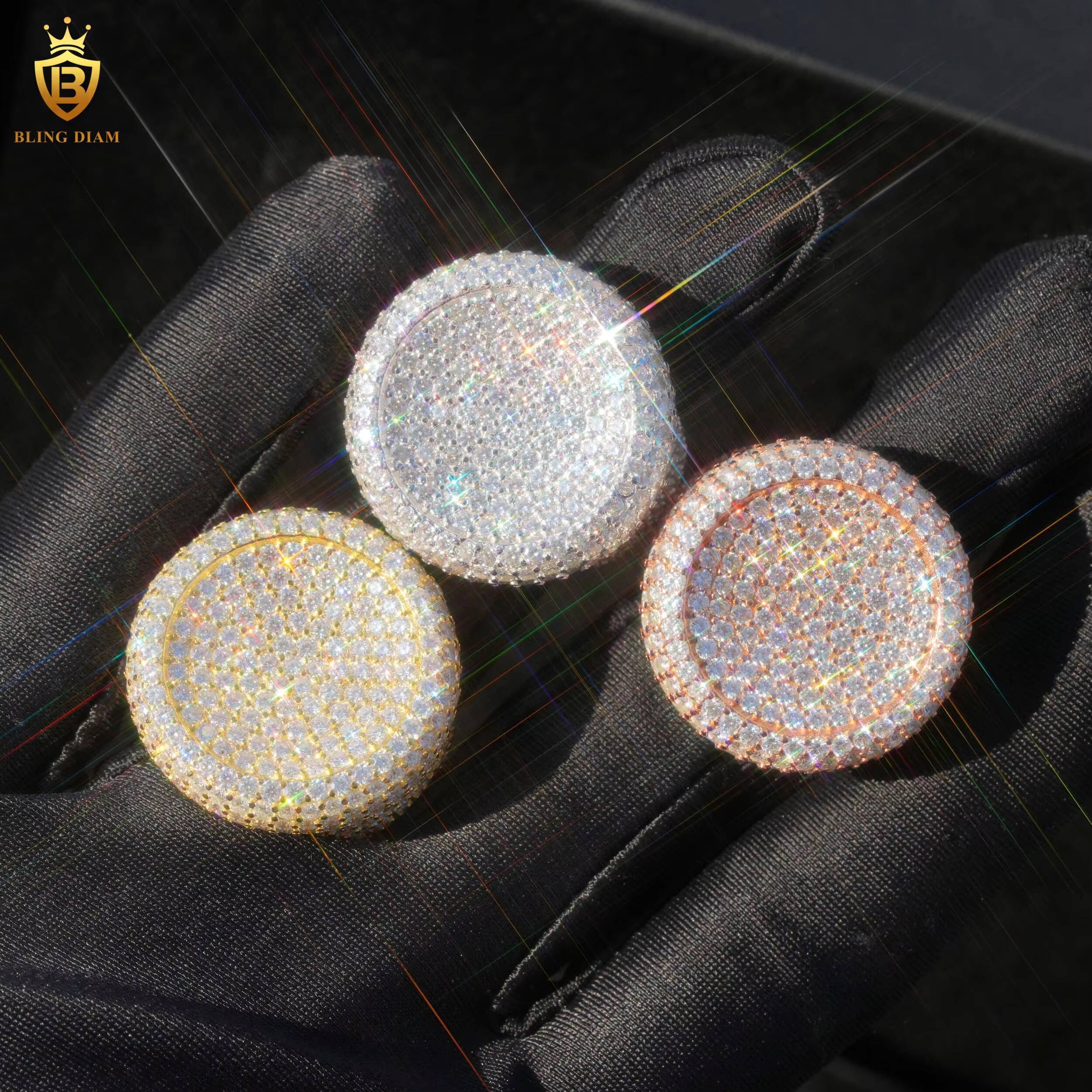 Iced Out Silver Rings Moissanite Ring Hiphop Round Brilliant Moissanite GRA Certified D VVS Fine Moissanite Jewelry Rings Men