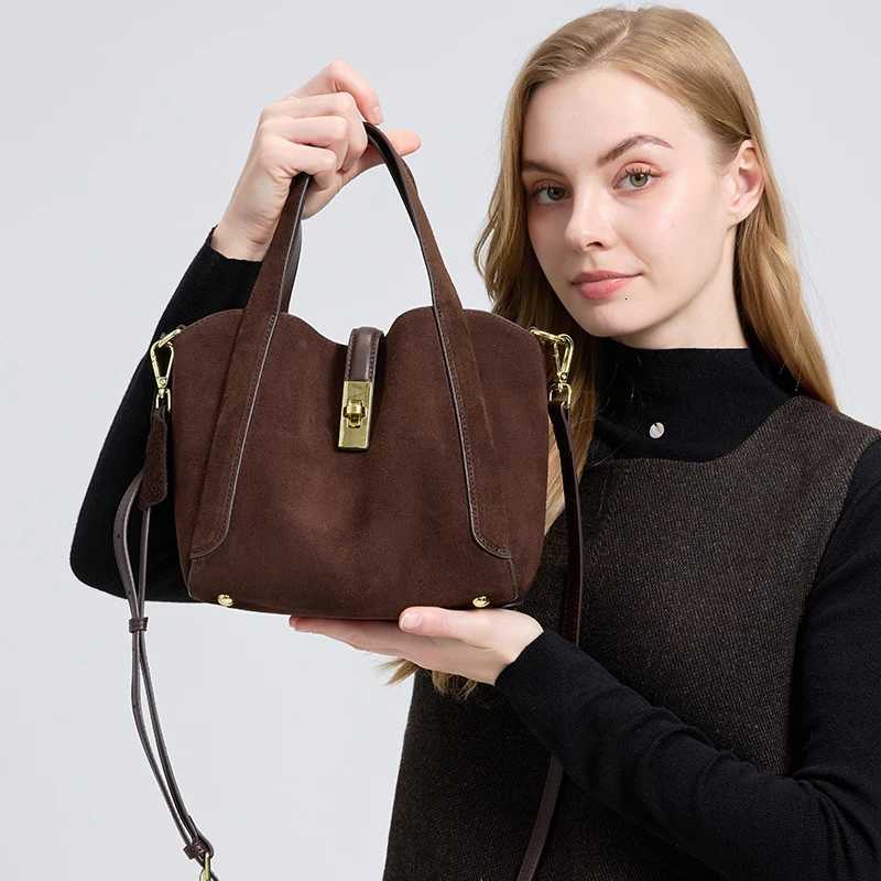 Autumn And Winter Womens Natural Suede Leather Handbag Female Designer Crossbody Shoulder bag Leather Tote Bags H260306
