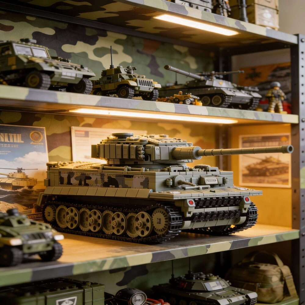 Military Series Model Tiger Heavy Tank Building Block Set World War II Creative Toy Suitable as a Holiday Gi Z260306