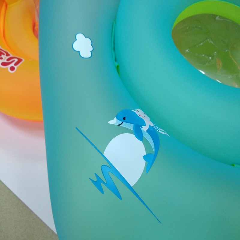 Baby Swim Neck Float Ring with Sunshade Canopy - Inflatable Infant Swimming Pool Float for Ages 0-3, Safe Water Play Toy with Dolphin Design