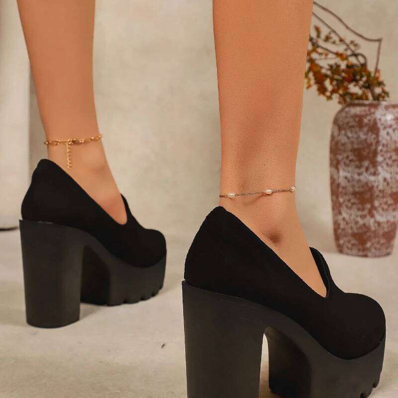 2025 New Comfortable and Fashionable Thick Heel Single Outdoor Non slip Casual Women's Shoes