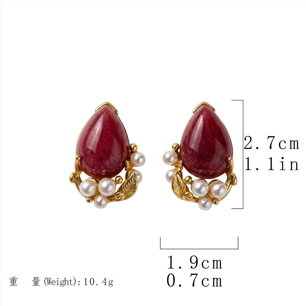 Vintage Purple Natural Stone Retro Women's Earrings Exquisite And Elegant Palace-Style Ear Accessories High-Quality