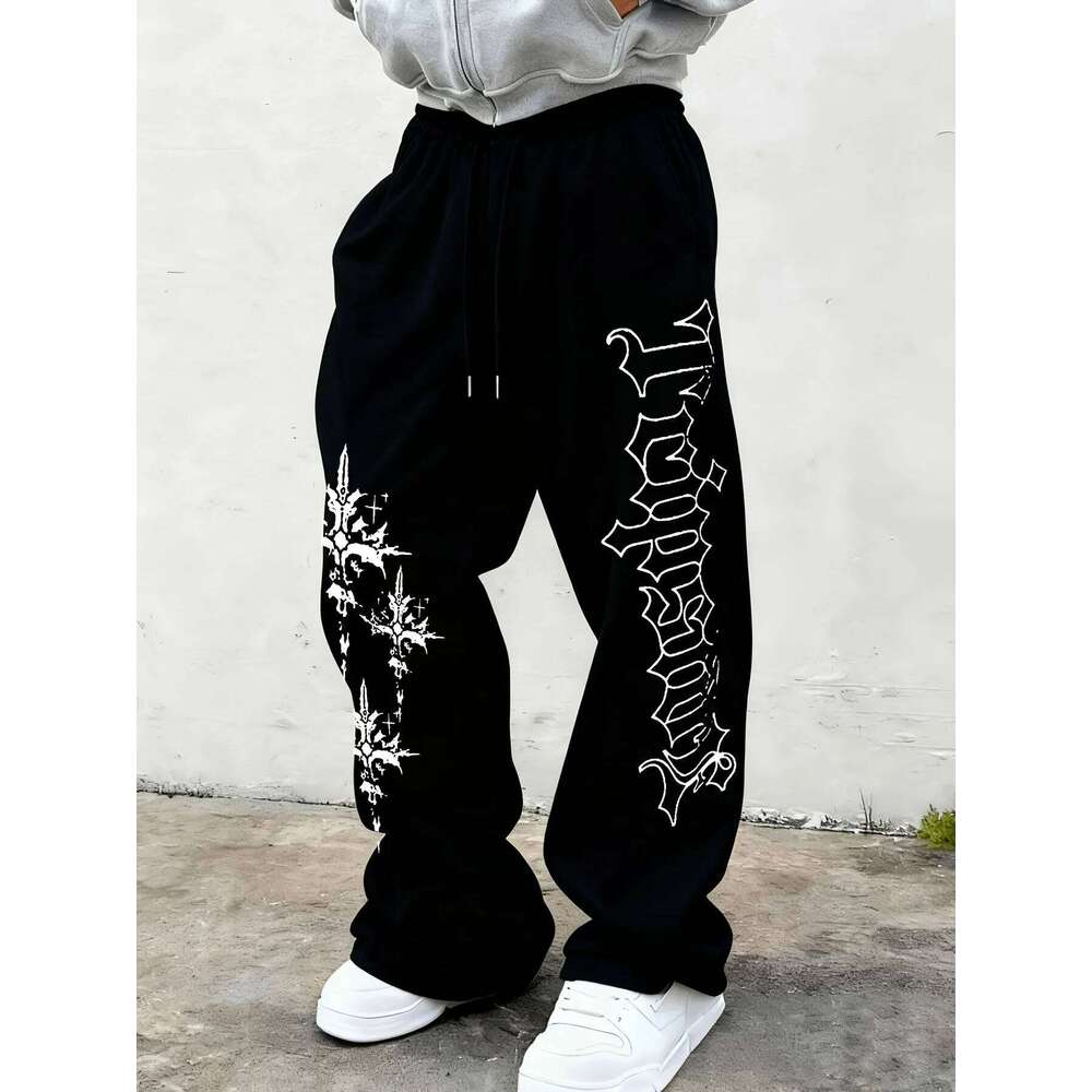 Men's versatile solid color drawstring loose casual sports trousers, suitable for all seasons streetwear men pants