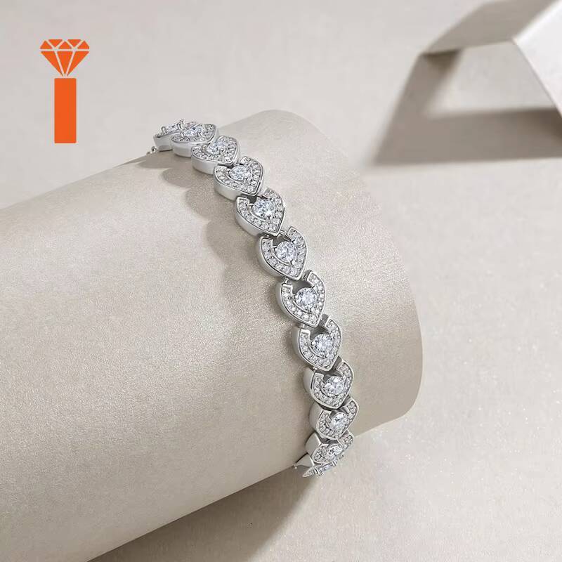 GRA-Certified S925 Silver Moissanite Bracelet Hot-Selling Full Sparkle Adjustable Fashion Jewelry Elegant Statement Bracelet