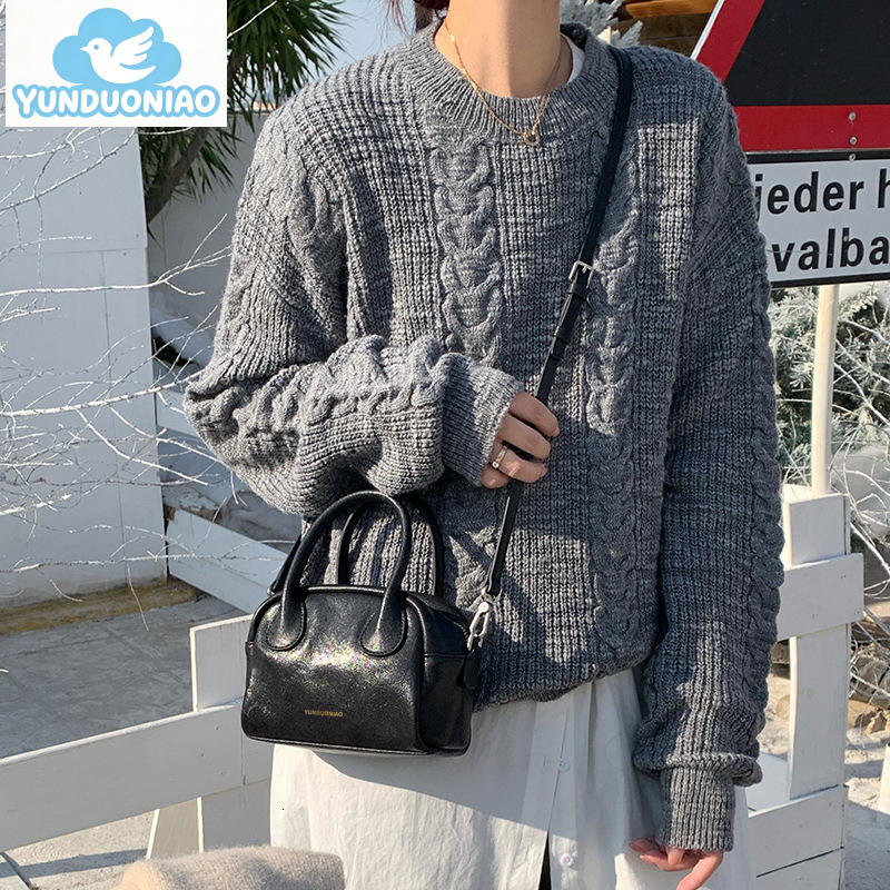 YUNDUONIAO new plant tanned leather bowling bag Boston bag genuine leather small bag retro style handbag and crossbody bag