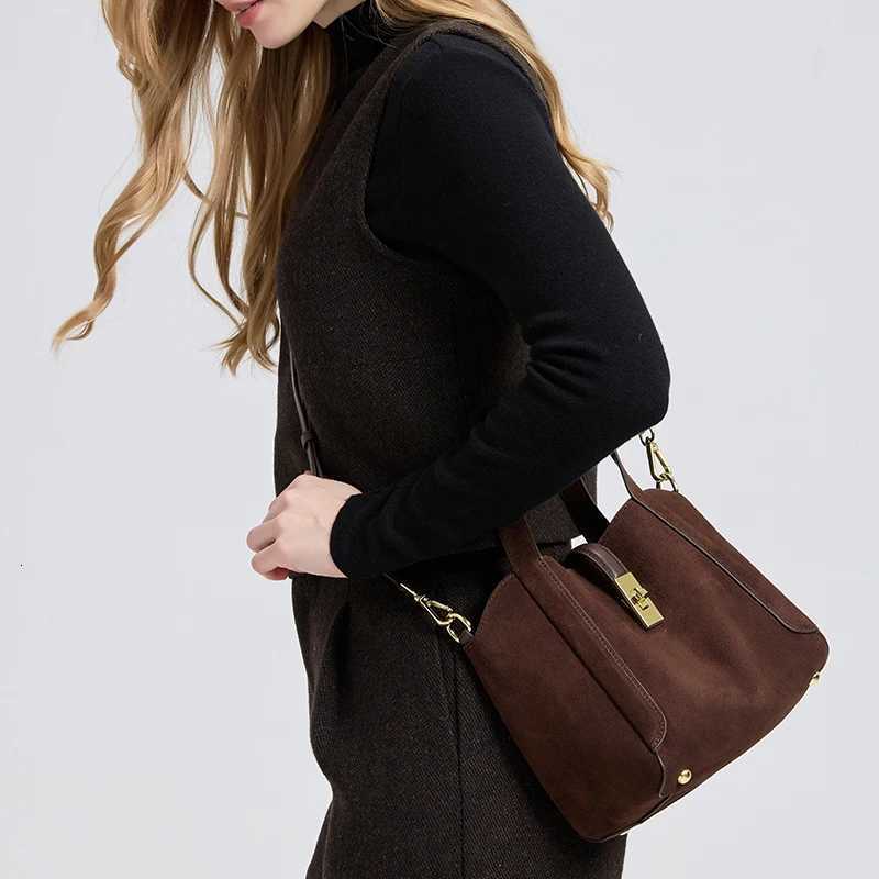 Autumn And Winter Womens Natural Suede Leather Handbag Female Designer Crossbody Shoulder bag Leather Tote Bags H260306