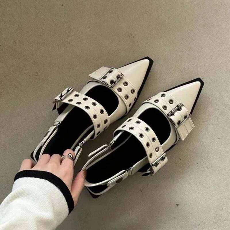 Women's New French Style Pointed Toe Mary Jane Retro Medium Thick Heel for Women with Skirts and Small Leather Shoes