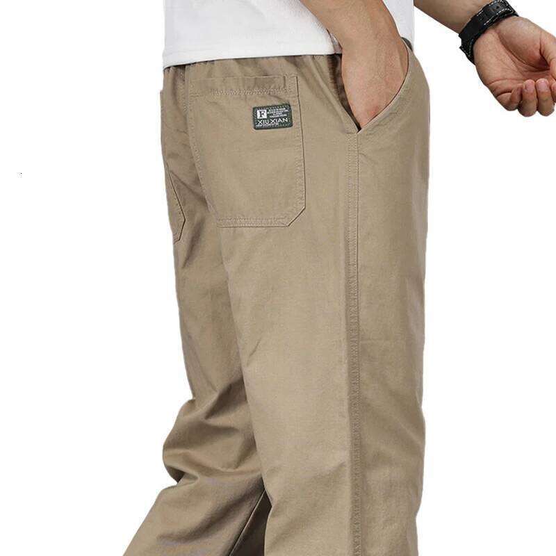 Big Size Casual Relaxed Fit Cotton Trousers Elastic Waist Drawstring Sweatpants Mens Jogger Pants Summer Spring