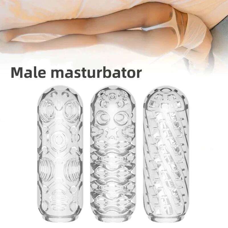 Transparent airplane cup male sex toy with glans sucking delay exerciser rotary wave design for men's masturbation training W260305
